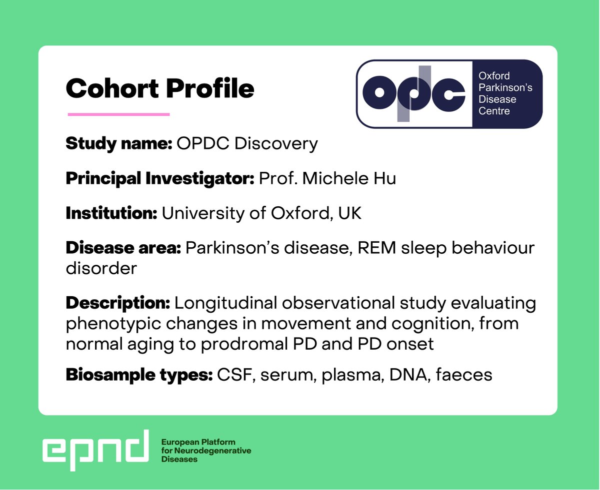 During #ParkinsonsAwarenessMonth, we are spotlighting the amazing researchers & cohorts working to improve the diagnosis & treatment of #Parkinsons disease 🧠 Read our interview with Michele Hu ➡️epnd.org/news/epnd-part… Explore the OPDC Discovery cohort ➡️epnd.org/news/cohort-pr…