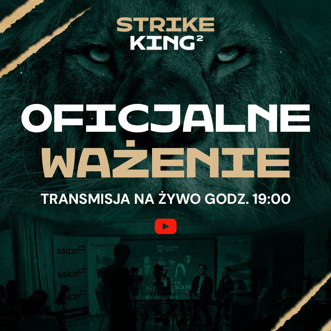 StrikeKingFest's tweet photo. 📺 Punktualnie o godzinie 19:00 rozpocznie się oficjalne ważenie przed jutrzejszą galą Strike King 2.
📌 𝐎𝐠𝐥𝐚̨𝐝𝐚𝐣 𝐧𝐚 𝐳̇𝐲𝐰𝐨: https://t.co/v541QyovMx
#StrikeKing2 #StrikeKing #letsrule #k1 #kickboxing #krakow https://t.co/usbhhMjDwD