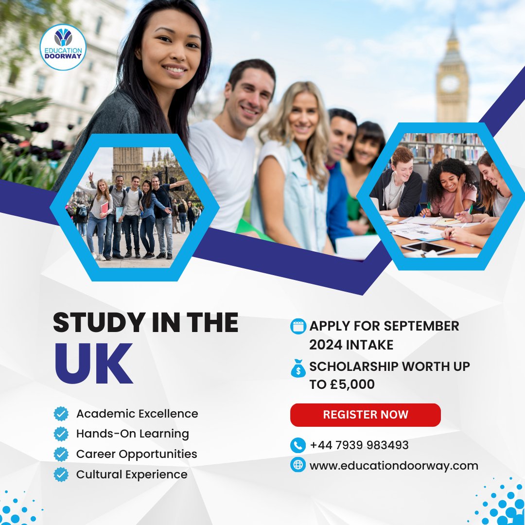 🌍 Your journey begins with studying in the UK  ✨ 🌐 Learn more: educationdoorway.com 
#StudyintheUK #HigherStudy #Education!