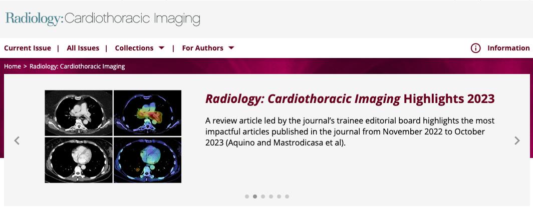 Francisco Calle (@fcallemd) on Twitter photo Major cardiothoracic imaging advancements in 2023 highlighted by <a href="/RadiologyCTI/">Radiology: Cardiothoracic Imaging</a> #WhyCMR #YesCCT
23 articles selected based on:
downloads
citations
novelty
Follow this thread for a summarized sneak peek (1/12)
<a href="/KateHanneman/">Kate Hanneman</a> <a href="/SuhnyAbbara/">Suhny Abbara MD</a> <a href="/PraveenRangana9/">Praveen Ranganath, MD</a> Major cardiothoracic imaging advancements in 2023 highlighted by <a href="/RadiologyCTI/">Radiology: Cardiothoracic Imaging</a> #WhyCMR #YesCCT
23 articles selected based on:
downloads
citations
novelty
Follow this thread for a summarized sneak peek (1/12)
<a href="/KateHanneman/">Kate Hanneman</a> <a href="/SuhnyAbbara/">Suhny Abbara MD</a> <a href="/PraveenRangana9/">Praveen Ranganath, MD</a>