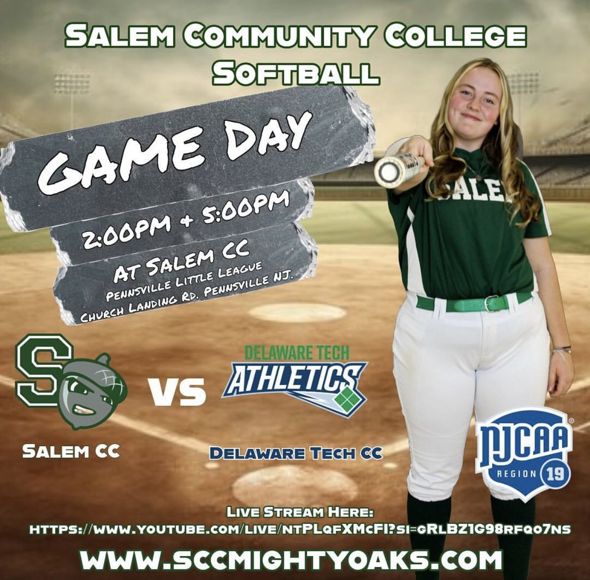 Start of a busy weekend for the Mighty Oaks, let’s play 2! 💪🥎 🆚: Del Tech ⏰: 2:00 & 4:00 📍: Church Landing Rd, Pennsville, NJ 08070 💻: Stream Link: youtube.com/@sccmightyoaks… *This is the ONLY live stream link available, please do not click on any links posted*