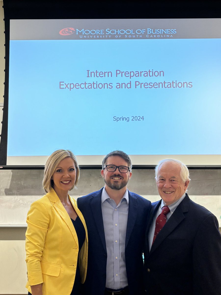 Had a great time teaching students at the @UofSC @MooreSchool about how to get ready for their summer internships! What was even more fun was collaborating with my dad and brother! Now it’s back to SWFL for the Lee County Golden Apple Awards tonight!
