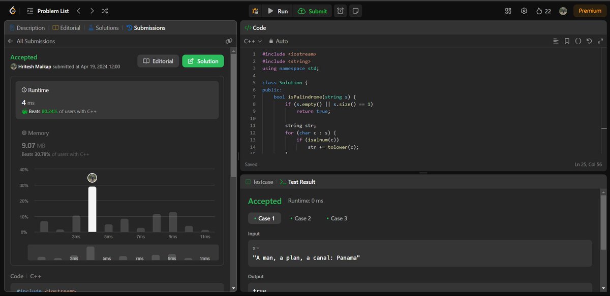 Day 23 of #100DaysOfCode 
✔️Solved 200. Number of Islands
To practice recursion solved:
✔️Solved 125. Valid Palindrome
✔️Solved 509. Fibonacci Number