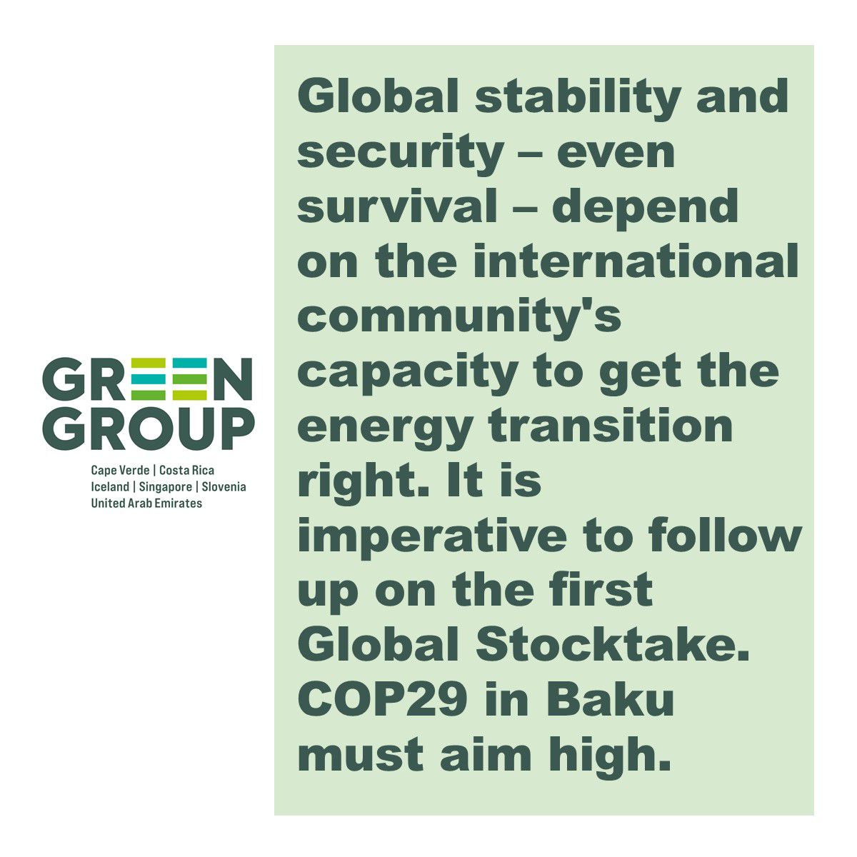 UN #SustainabilityWeek marks the end of the UN Decade of Sustainable Energy for All. #SDG7 🟢 Slovenia on behalf of the Green Group together with Cabo Verde, Costa Rica, Iceland, Singapore & United Arab Emirates calls for more ambitious transition to clean & just energy future.