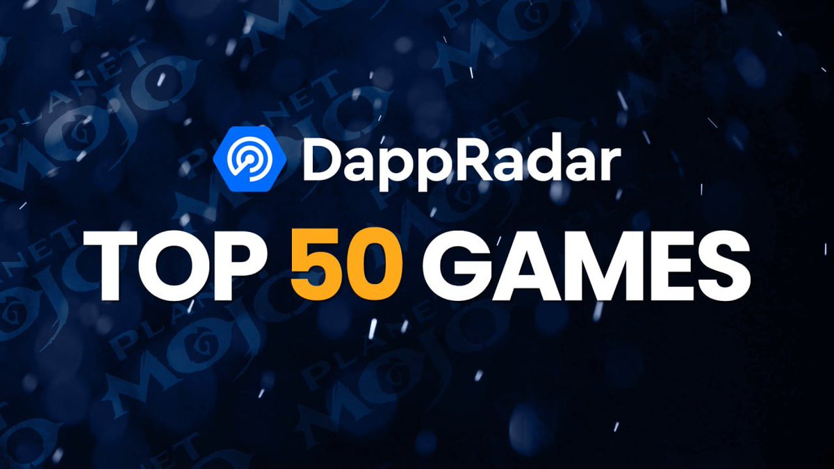 Planet Mojo Breaks DappRadar Top50 Games! We currently sit #38 in Games! These were @DappRadar's words from their most recent Newsletter: '🏆One of the trending gaming dapps is Planet Mojo, which launched its dapp last week. In the past few days Planet Mojo attracted over