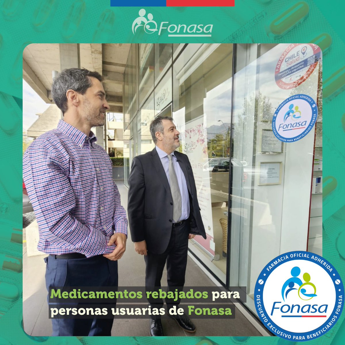 Fonasa's tweet photo. 🔴#AHORA 
Camilo Cid, director de @Fonasa anuncia la ampliación del convenio de precios rebajados en medicamentos para personas usuarias del #Fonasa. Actividad se desarrolla en Farmacia #Farmex, uno de los locales adscritos al convenio. https://t.co/dxp4seu2ll