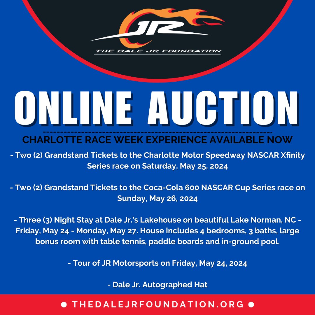 Support the Foundation and make your Charlotte race week plans at the SAME TIME. 😎 BID NOW: bit.ly/3wznN2U