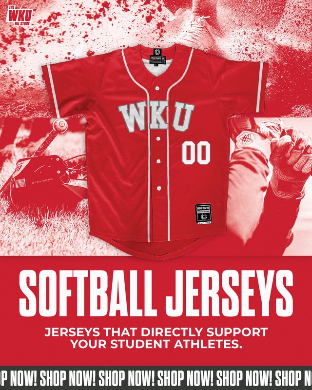 The time is NOW🥎🥎 Make sure you get your hands on a @WKUSoftball jersey to support your Tops‼️‼️ Shop🔗: wku.nil.store/collections/so… #GoTops