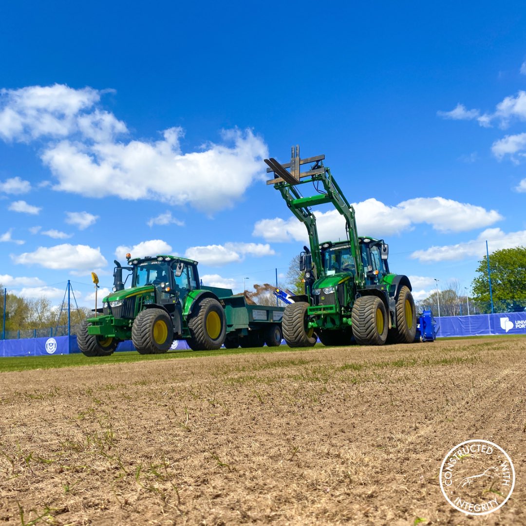 whitehorsecontr's tweet photo. White Horse Contractors have begun our end of season pitch renovation works with @Pompey Football Club at their training ground. One of our dedicated renovation teams have arrived on site &amp; started the process of preparing training pitches in time for 2024/25 preseason training. https://t.co/x9IHi9mDvx