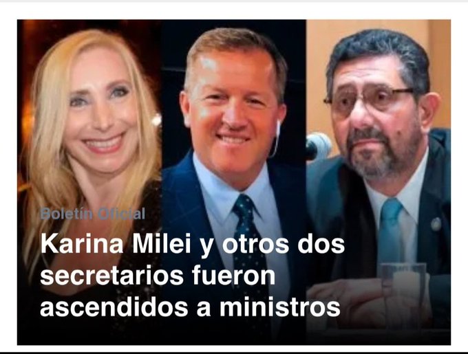 Se acuerdan cuando Milei gritaba Ministerio de... AFUERA! En realidad estaba generando espacios para sus familiares y alcahuetes!