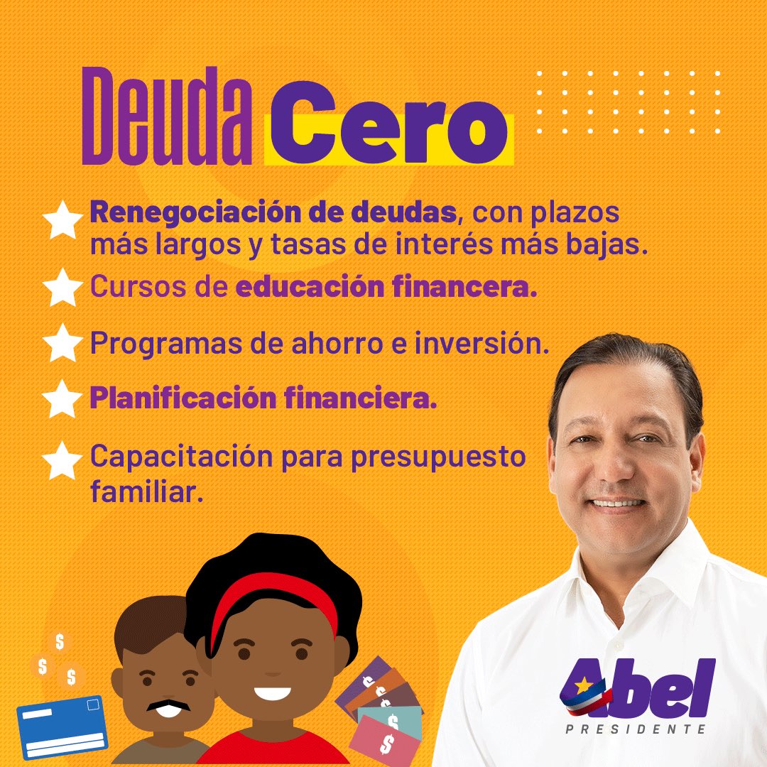 *|Deuda Cero: programa de Abel Martínez para ayudar a personas sobreendeudados a liberarse de sus deudas|* El candidato presidencial del Partido de la Liberación Dominicana (PLD), Abel Martínez, anunció el programa 'Deuda Cero', que consiste en ayudar a las personas