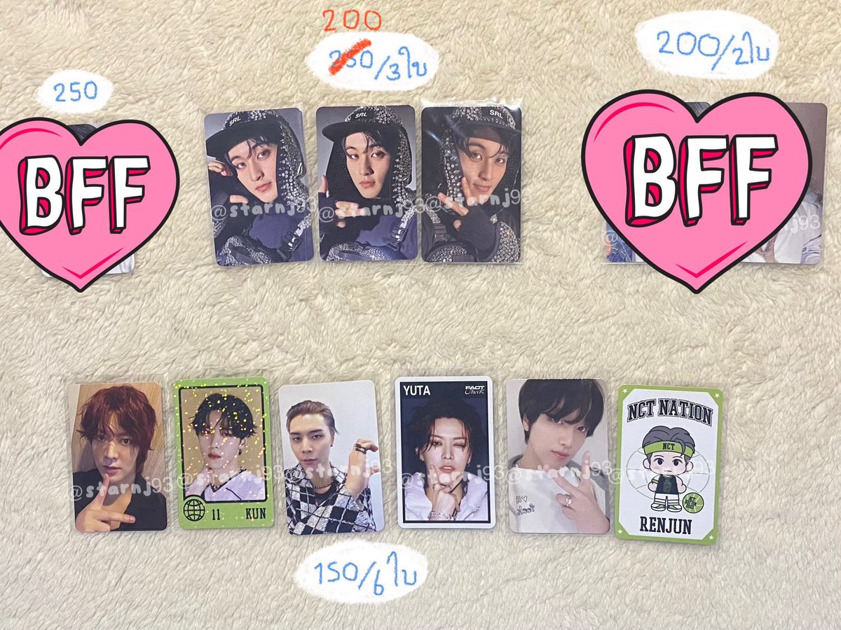 starnj93's tweet photo. พร้อมส่ง 🛒 
การ์ด ม้าค ยูตะ จอนนี่ พี่คุน แฮชาน อินจุน
ราคาในรูป ส่งฟรี ems 🎀 #ตลาดนัดnct #ตลาดนัดnct127 #ตลาดนัดwayv #ตลาดนัดnctdream https://t.co/qKlvaLeg0E