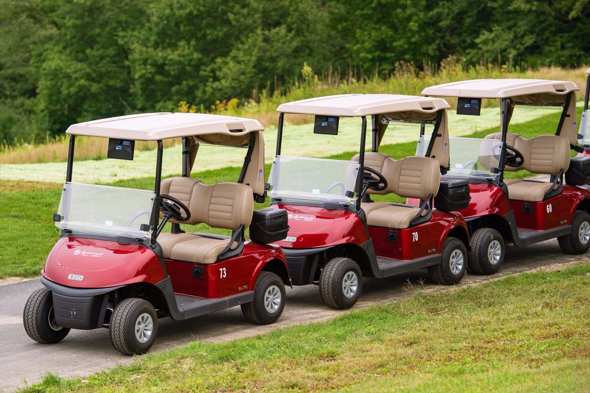 Happy #FleetFriday! This week we're in Monticello, NY at the Monster Golf Club 🏌️ The Monster Golf Club has new RXVs with the latest Pace Technology to level up their golfers' game one round at a time. Welcome to the E-Z-GO family! 📸 Kevin Ferguson Photo #EZGO #ItsGoodToGO