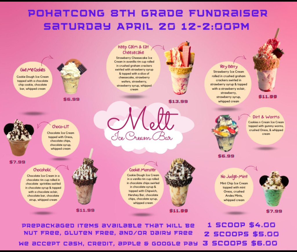 PohatPTA's tweet photo. Please support the 8th Grade Class of 2024 by attending TOMORROW’S Craft Fair!
🌸 9AM-4PM in the school’s gym
🎟️ Free admission!
🍦 Melt Ice Cream and Champ's Dogs on site
🎨 Crafts and face painting for the kids
Hope to see you there!! https://t.co/ZUgHhrB9cR