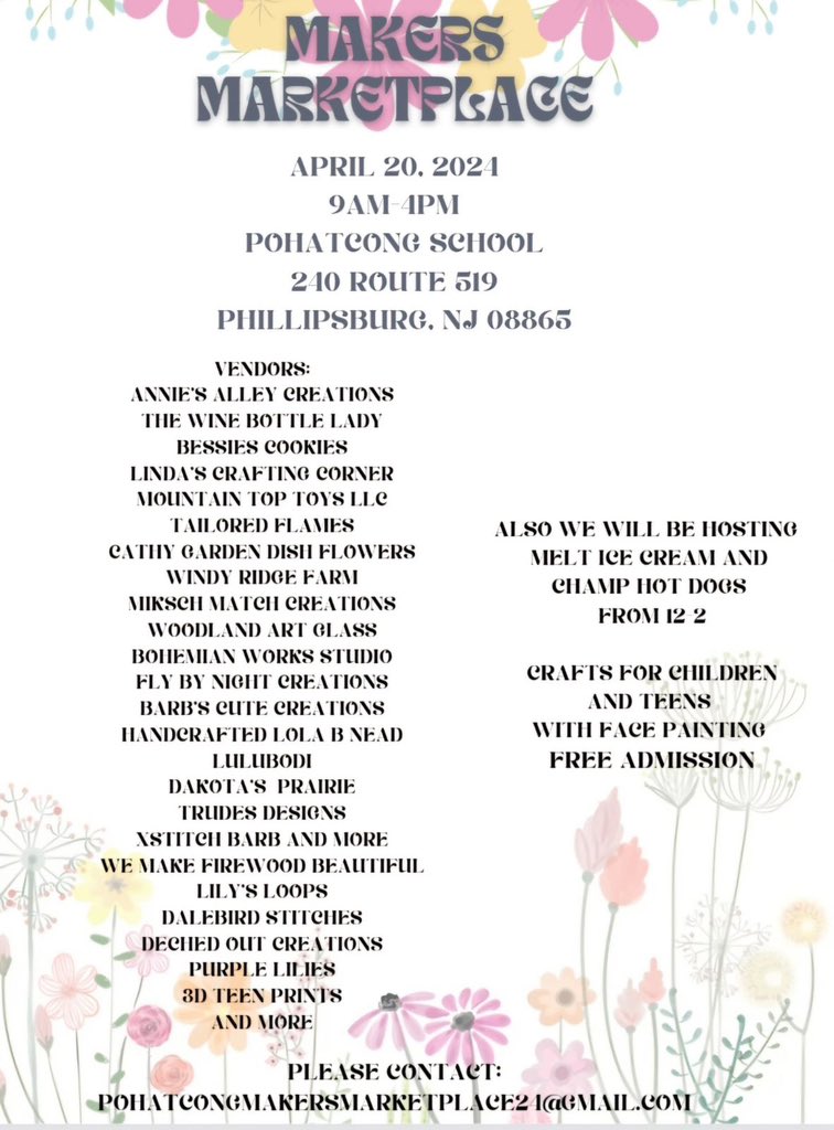 PohatPTA's tweet photo. Please support the 8th Grade Class of 2024 by attending TOMORROW’S Craft Fair!
🌸 9AM-4PM in the school’s gym
🎟️ Free admission!
🍦 Melt Ice Cream and Champ's Dogs on site
🎨 Crafts and face painting for the kids
Hope to see you there!! https://t.co/ZUgHhrB9cR
