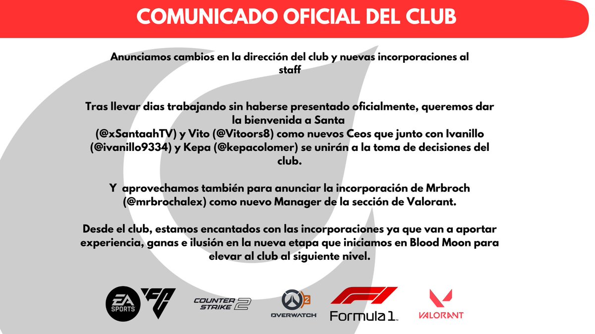 Bloodmoonesport's tweet photo. 🚨COMUNICADO DEL CLUB🚨 https://t.co/sMp3Kf1m3K