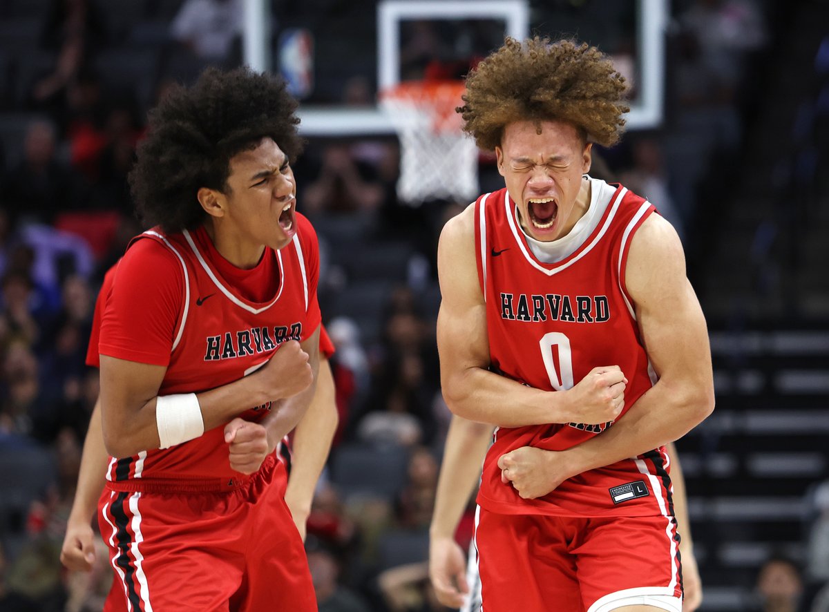Congrats to @_dennislee as his 📸 of @h_robroy and @trent_perry0 celebrating during @CIFState Open Division title game @Golden1Center was selected the best by @SBLiveSports staff from among those feature March POTM. VOTE for your favorite shot now. @HWSchool @hwathletics…