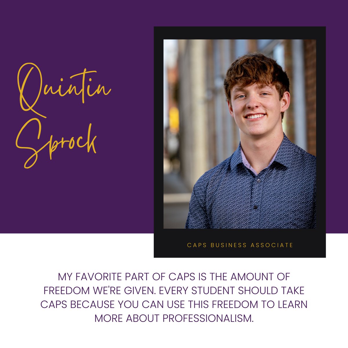 clcaps's tweet photo. Introducing our CAPS Associate, Quintin!

Quintin strengthened his communication and leadership skills within his CAPS teams and with professionals in the community. Quintin had the chance to explore the following careers: IT specialist, Software Engineer, &amp; Water Engineer. https://t.co/RGThuO5qEe
