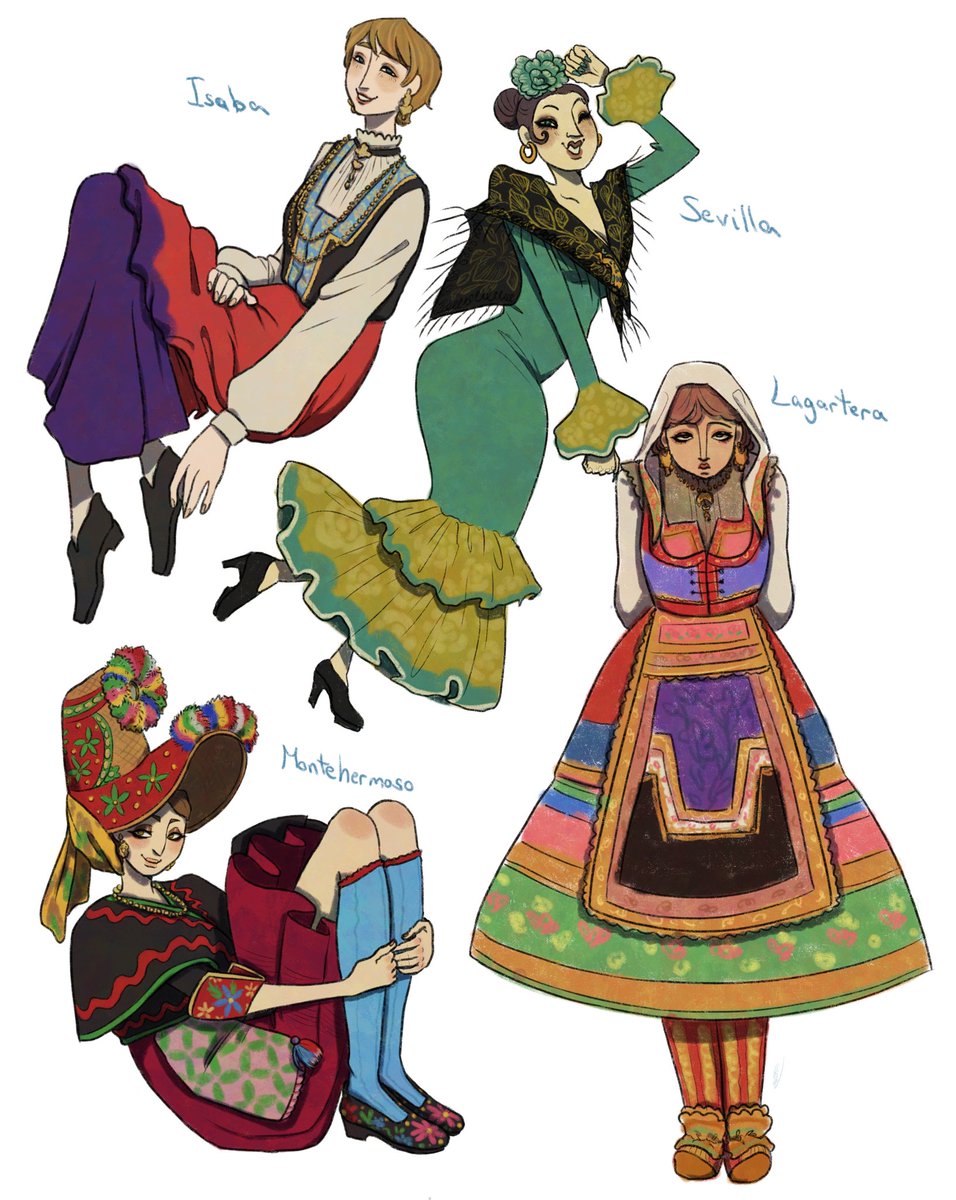 Some regional costumes from Spain
#digitalart #spain #culture