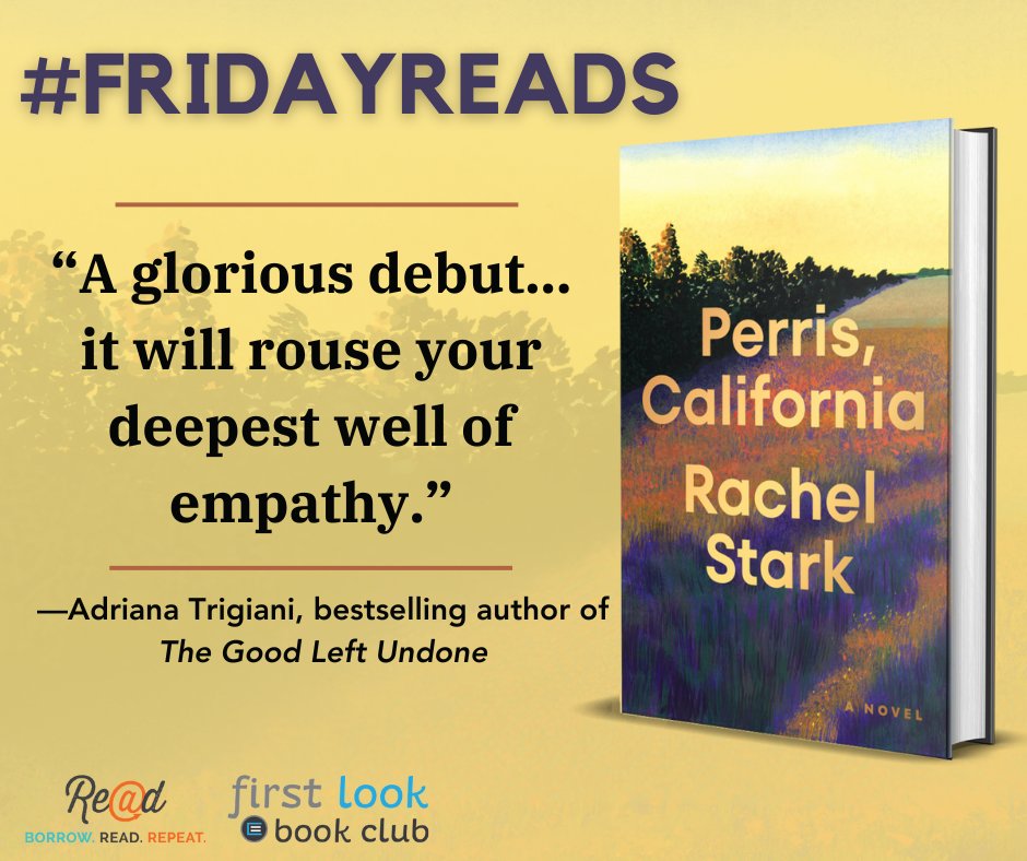 This week's #FridayReads pick is PERRIS, CALIFORNIA by Rachel Stark! Tessa, pregnant and living in a trailer, encounters the woman she used to love—leading Tessa to question the very foundations of the life she’s built. Read with our First Look Book Club bit.ly/3Js55Nz