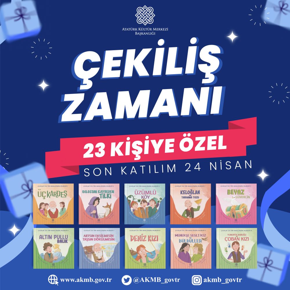 “Çocuklarımız bize ait, bizden masallarla büyüsün” 📢Çocuklarımıza özel #23Nisan #çekilişi 🎁 23 şanslı takipçimize #TürkMasallarındanSeçmeler3 setimizi hediye ediyoruz. Katılım Koşulları👇 📌Sayfamızı takip etmek 📌Bu gönderiyi RT etmek 📌Yoruma 3 kişiyi etiketlemek