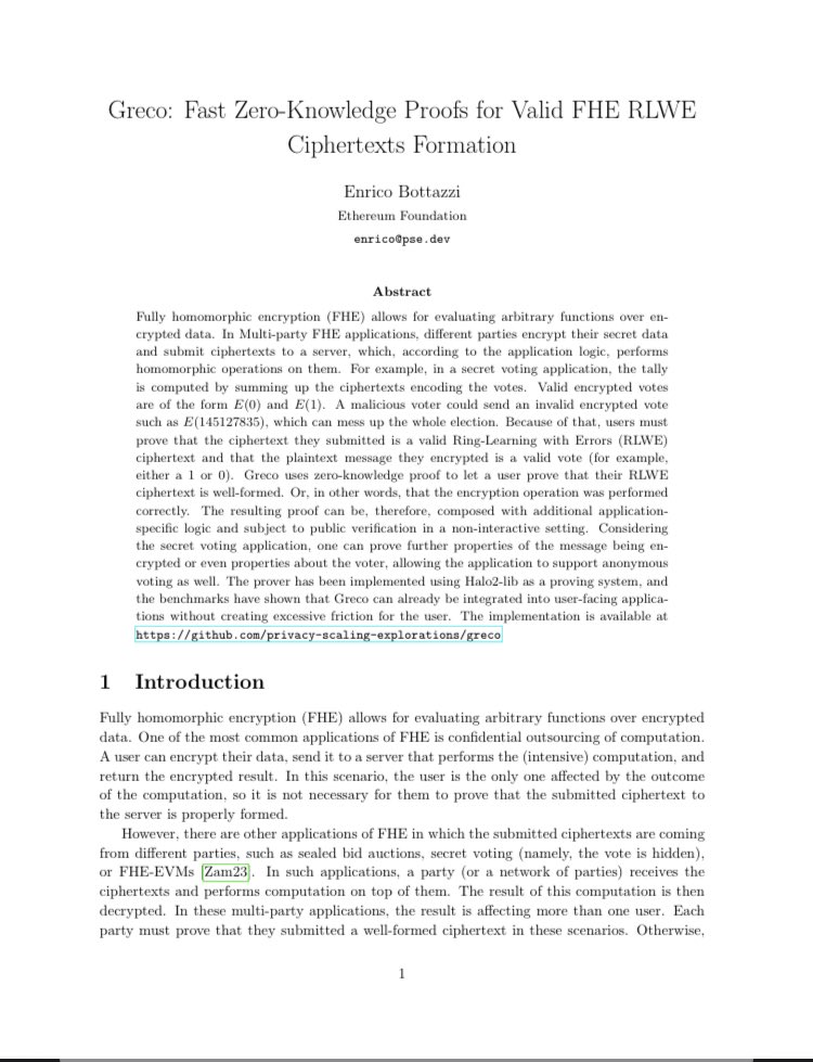 “Greco: Fast Zero-Knowledge Proofs for Valid FHE RLWE Ciphertexts Formation” is now available on all the major streaming platforms ! eprint.iacr.org/2024/594