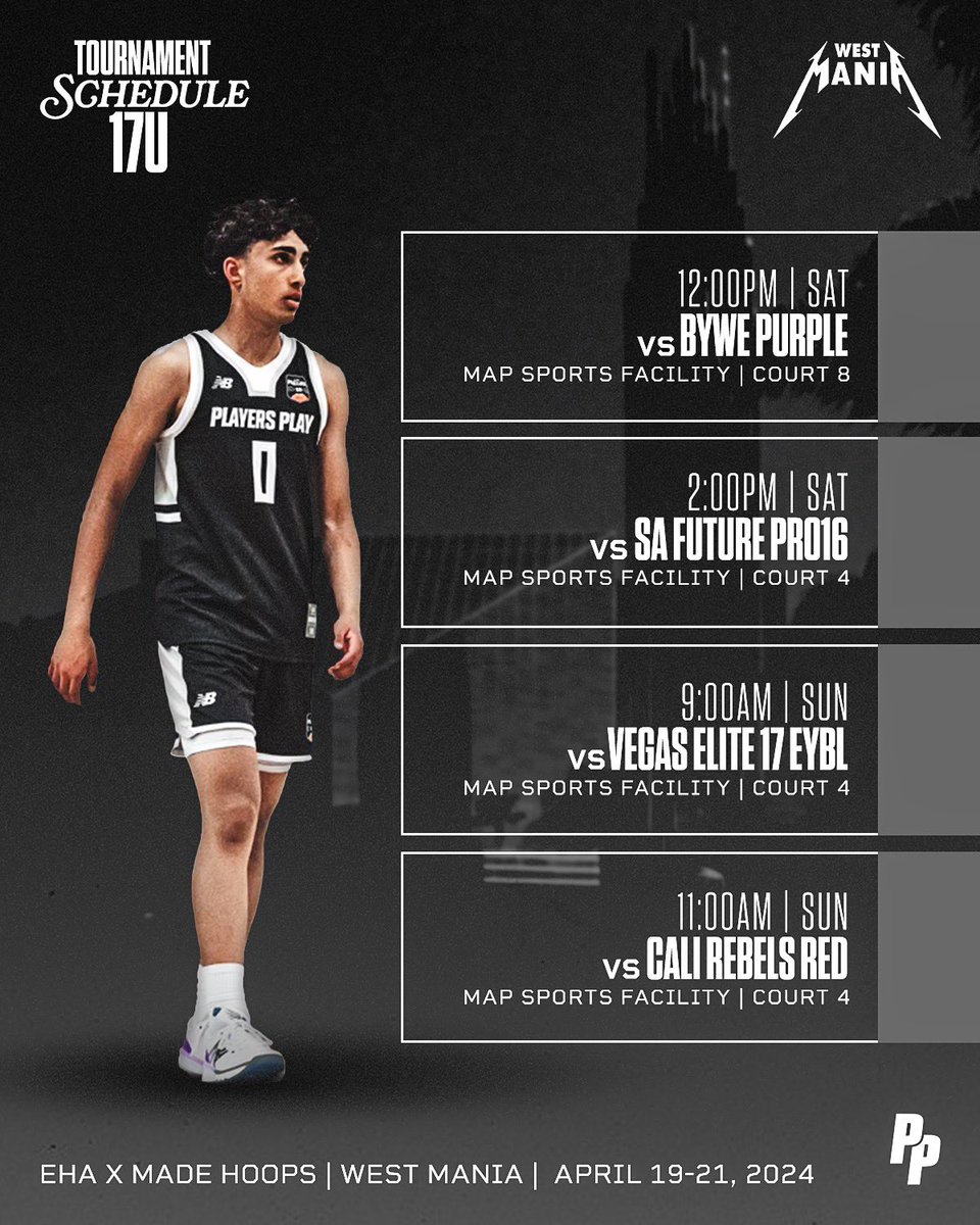 Excited to compete against some of the best programs in the country. Looking forward to the West Mania event held by Made Hoops x EHA. Players Play.