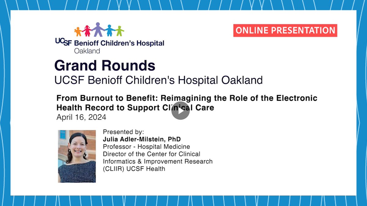 WEBINAR RECORDING: @UCSF_DOCIT chief @j_r_a_m focused on untangling and bringing nuance to the relationship between burnout and the EHR—and how to reimagine using EHR to better support frontline clinician work. View the recording and slides to learn more. tiny.ucsf.edu/Ut8MZu