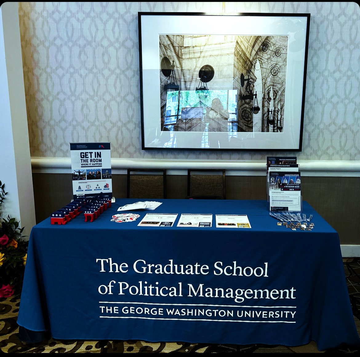 GSPMgwu's tweet photo. #GSPM was honored to be part of the #POLLIES24 Awards &amp; Conference hosted by @TheAAPC. It was a great opportunity to engage with attendees and share why #GSPM is the premier school for those wishing to pursue a career in #politics, #communications, or #advocacy. #OnlyatGW https://t.co/u6YXIe49Mi