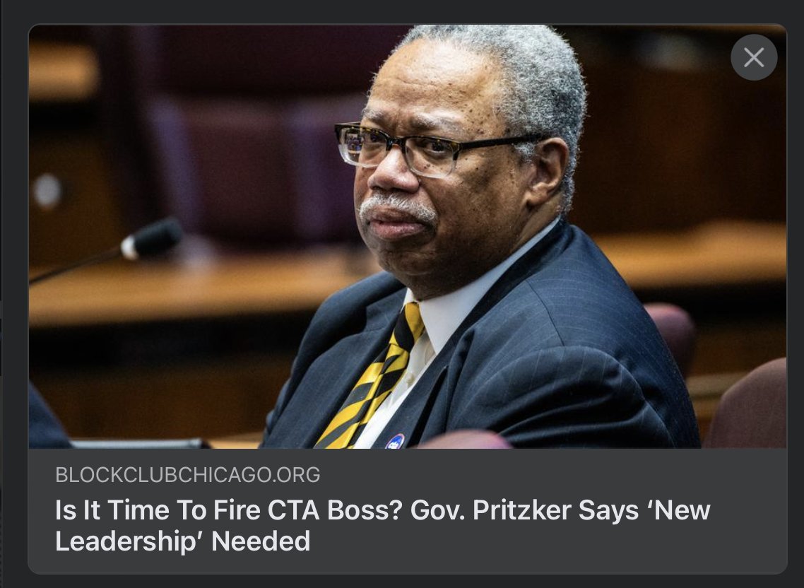 Gov. Pritzker says the obvious: 'I think that’s gonna take some new leadership and additional leadership.” A rubber stamp board, a clueless, defensive manager making almost 80% more than the mayor while running the CTA into the ground. #retiredorvalcarter blockclubchicago.org/2024/04/19/is-…