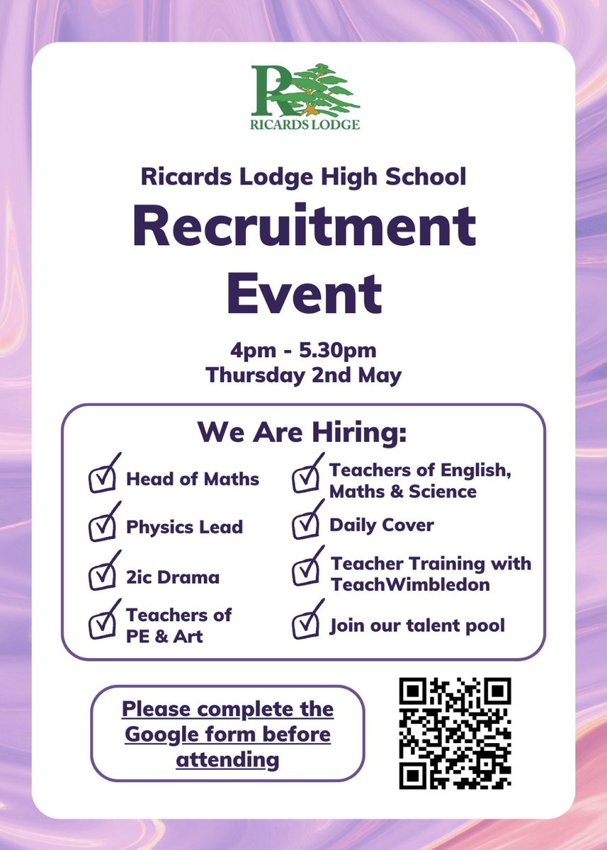 RicardsTweets's tweet photo. Interested in joining our great staff team? We have a number of new vacancies that we are holding a recruitment event for on 2nd May.  If you are interested please book a place on this link

https://t.co/gm5b0aw0BP https://t.co/MIW0RjJgcM