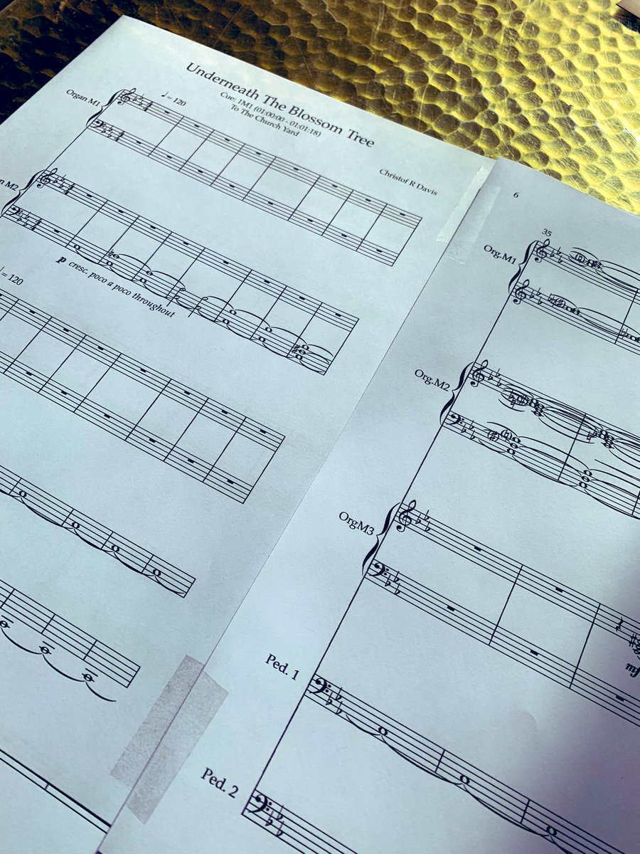Final bits of score preparation for the recording of the score to @johnnykinch’s latest short “Underneath The Blossom Tree” tomorrow. This one is a complete score for just pipe organ. Going to be a fun session! #PipeOrgan #FilmScore #FilmComposer