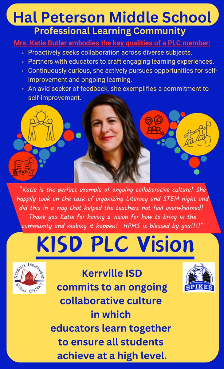 MrsDuBose5's tweet photo. Congrats to Mrs. Butler for being voted as HPMS Staff of the 5th Six Weeks! She exemplifies the qualities of an effective PLC member, positively impacting the entire school community at @HPetersonMS with her passion &amp; dedication on campus! #KISDinspires https://t.co/Wi5fC7JKbv