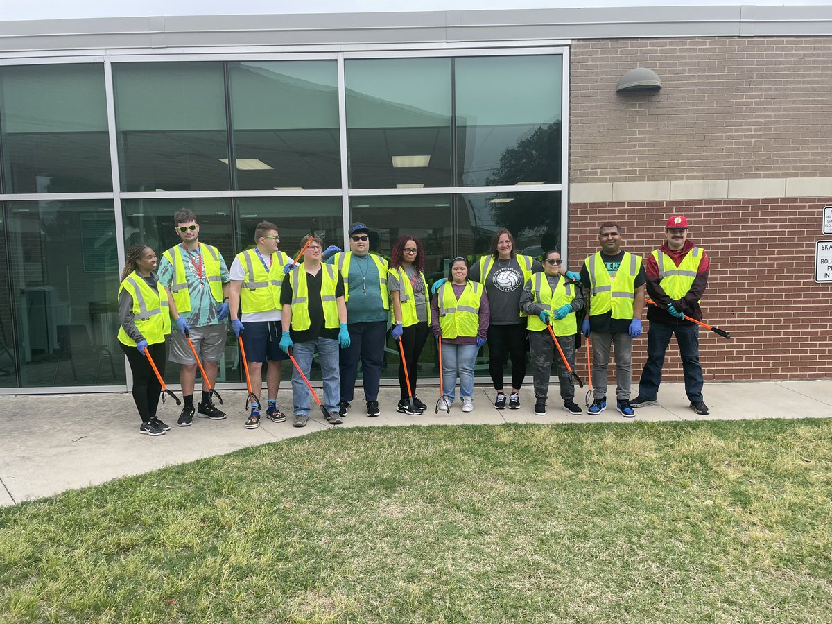 KIB is here at @thecityofirving Lively Pointe Youth Center with our friends from the Adult Day Therapeutic Center. Celebrating Earth Month by learning about recycling, and having a park cleanup!