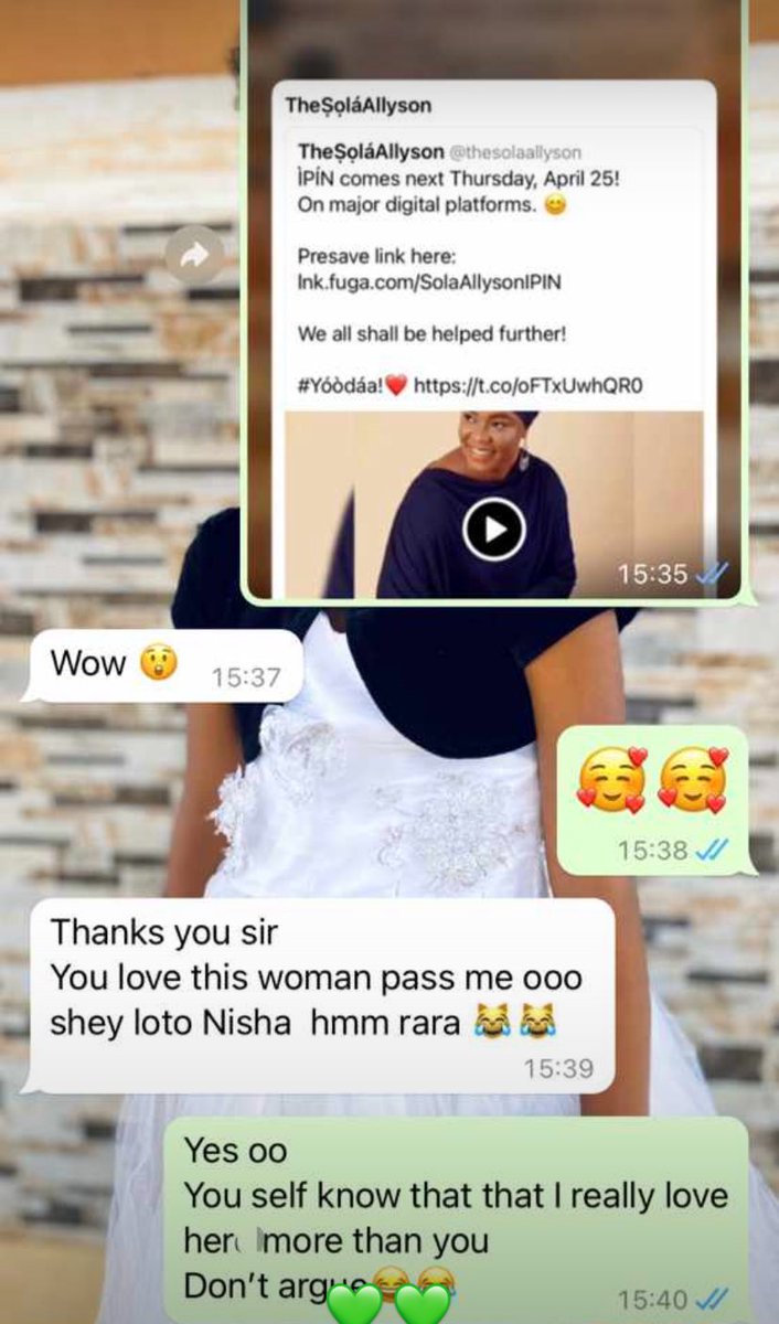 MINISTER_001's tweet photo. Share to ur love ones that ÌPÍN Album will be released next week Thursday, April 25!
God bless @thesolaallyson 💚💚
You songs are really blessing this generation 🙏🙏 https://t.co/WoyY0jaEb4