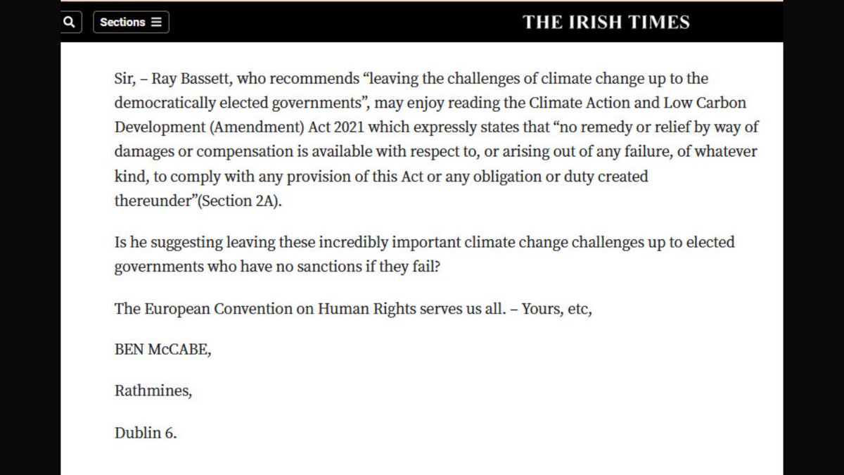 Congratulations to the ECHR findings for the Swiss contingent. My letter in today’s paper on the subject. #climatechaos #ClimateJustice #climatechange #ECHR