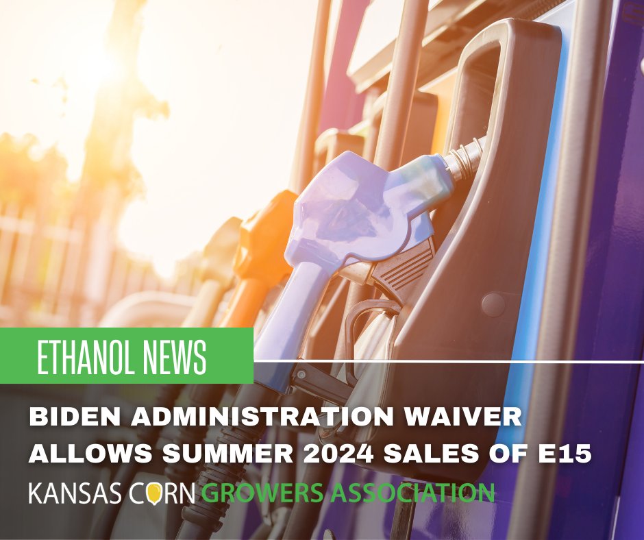 Biden's waiver provides consumer access to E15, a fuel valued for its lower price, high octane, and environmental benefits. The waiver provides relief from an outdated regulation that would prevent summer E15 sales. Read more at bit.ly/3UsvWje #kscorn #E15 #kcga #ethanol