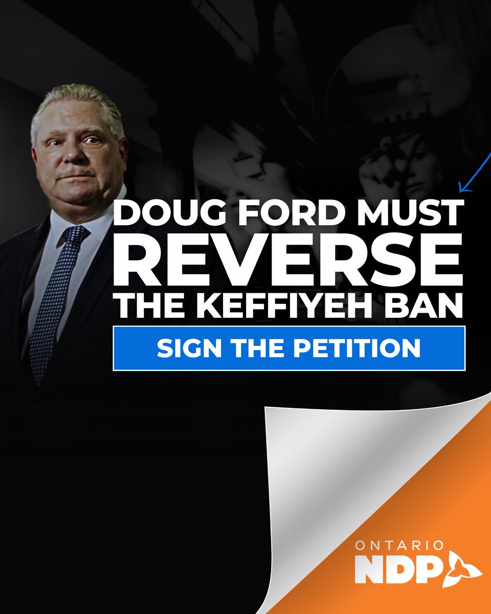 Doug Ford is letting all of us down. Banning cultural and national clothing is just not what we do, as Ontarians. That’s why we put forward a motion to reverse the ban. The Conservatives voted it down. But we’ll keep pushing. Join us by signing on: ontariondp.ca/reverse-the-ban