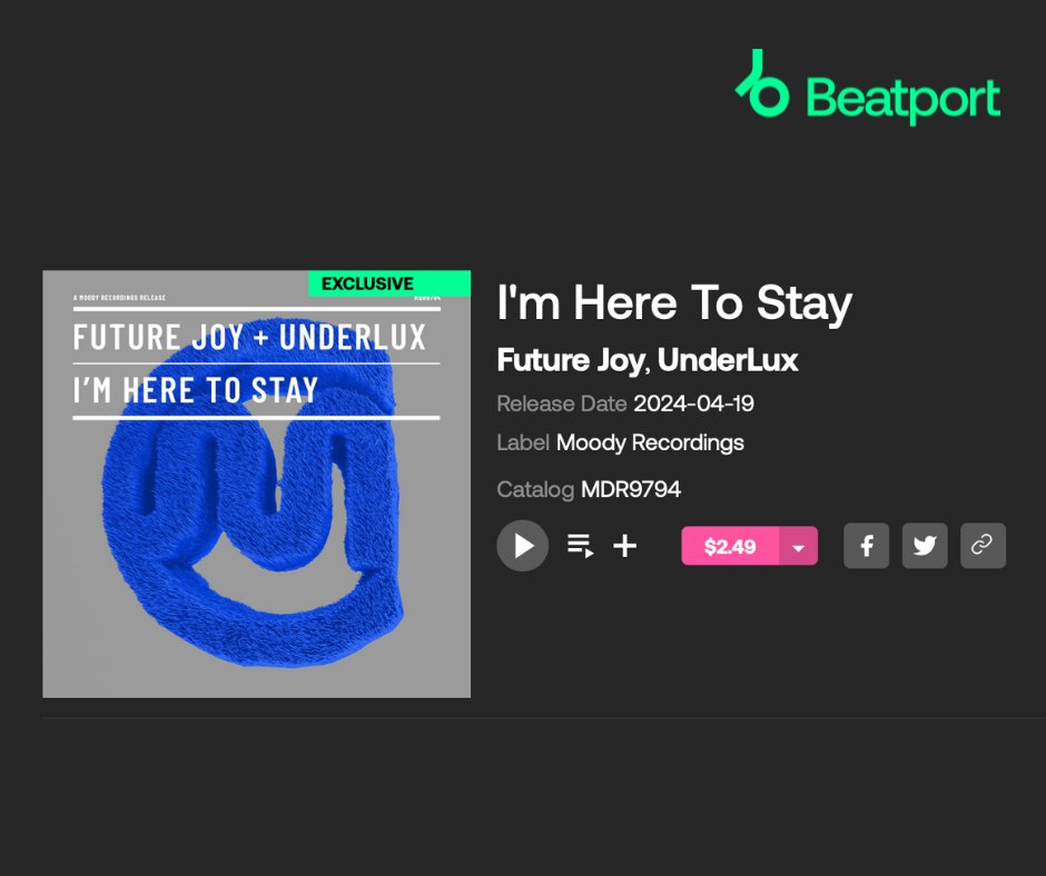 Out Today exclusively on @beatport with @futurejoymusic in the Deep House gene with Im Here To Stay ' Get your copy here for the weekend! beatport.com/release/im-her…