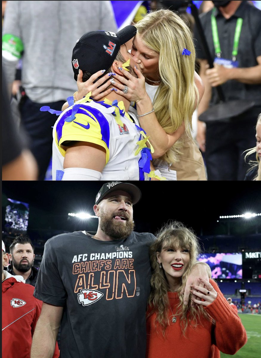 MLFootball's tweet photo. NEWS: Matthew Stafford’s wife Kelly Stafford is NOT INTERESTED in another #NFL season featuring Travis and Taylor

“I don’t know if I want to see another 4 months of Taylor Swift and Travis Kelce coverage.” 

(Via @StarcadeMediaKC) https://t.co/U79GAcJAgD