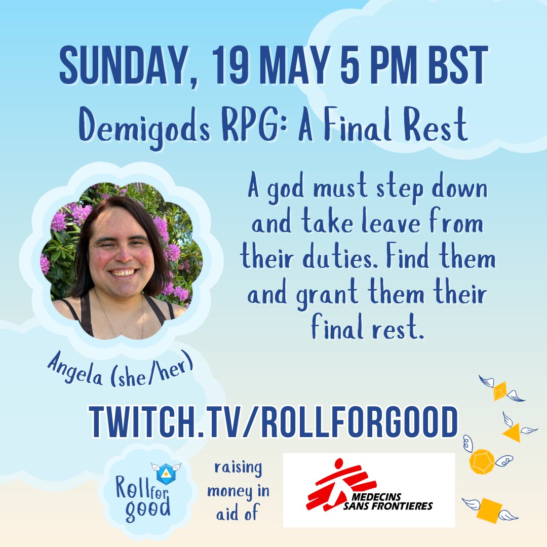 We have @Phoenix24Femme from the award winning @GirlsRunWorlds community running Demigods RPG by @ItsProbablyOK! Want to be part of a mature table that explores the beautiful and fraught sides of emotions? Then sign up at rollforgood.carrd.co