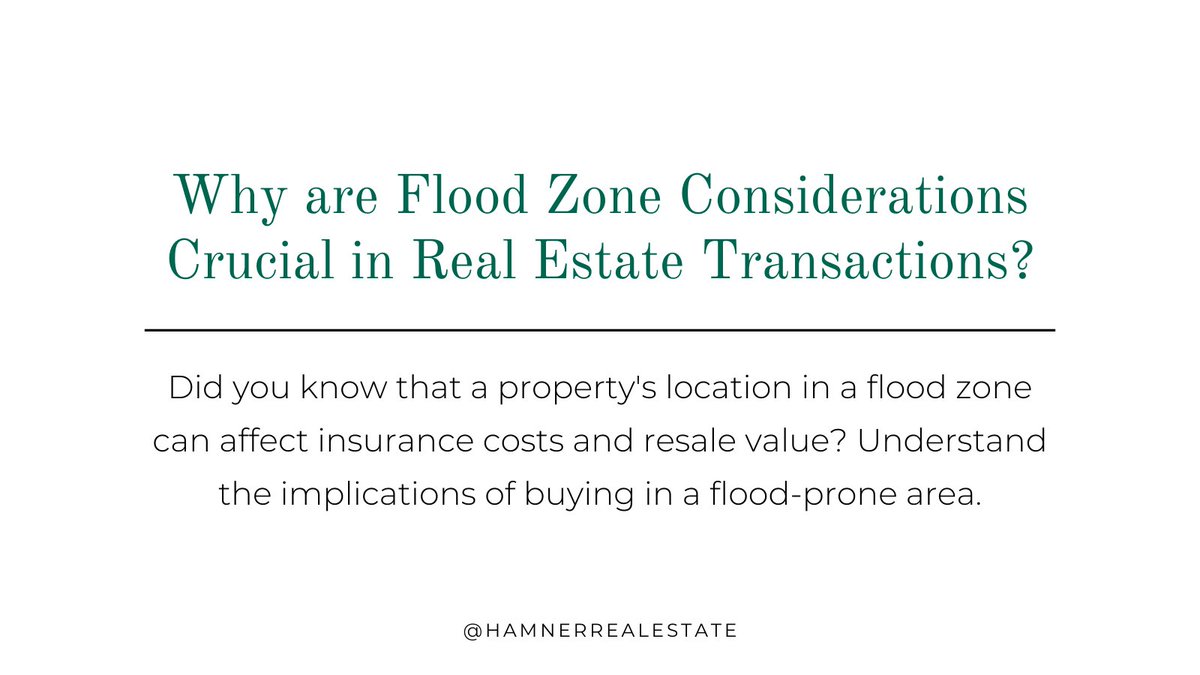 HamnerRE's tweet image. Dive into flood zone considerations: grasp risks, insurance costs, and resale value. Safeguard your investment with full understanding.

#realtorinsights #realestatefacts #realtorknowledge #savyrealtor #realtoradvice #realestatehacks #realtorhacks #realestatetips