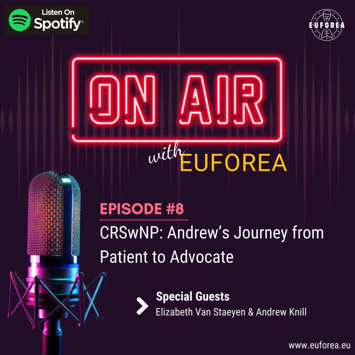🫁 Chronic Rhinosinusitis with Nasal Polyps (CRSwNP): Andrew's Journey from Patient to Advocate! New ON AIR with EUFOREA #podcast episode is out now! Listen to the journey of #CRSwNP patient @andrewknill and how he became empowered to become an advocate! rss.com/podcasts/onair…