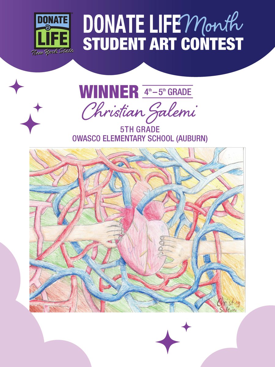 Congrats to the winners of our inaugural #DonateLifeMonth Student Art Contest! We received 100+ wonderfully creative submissions from students statewide. Winners were announced at our Legislative Education Event April 16 in Albany. Check them out! tinyurl.com/4pu884rs