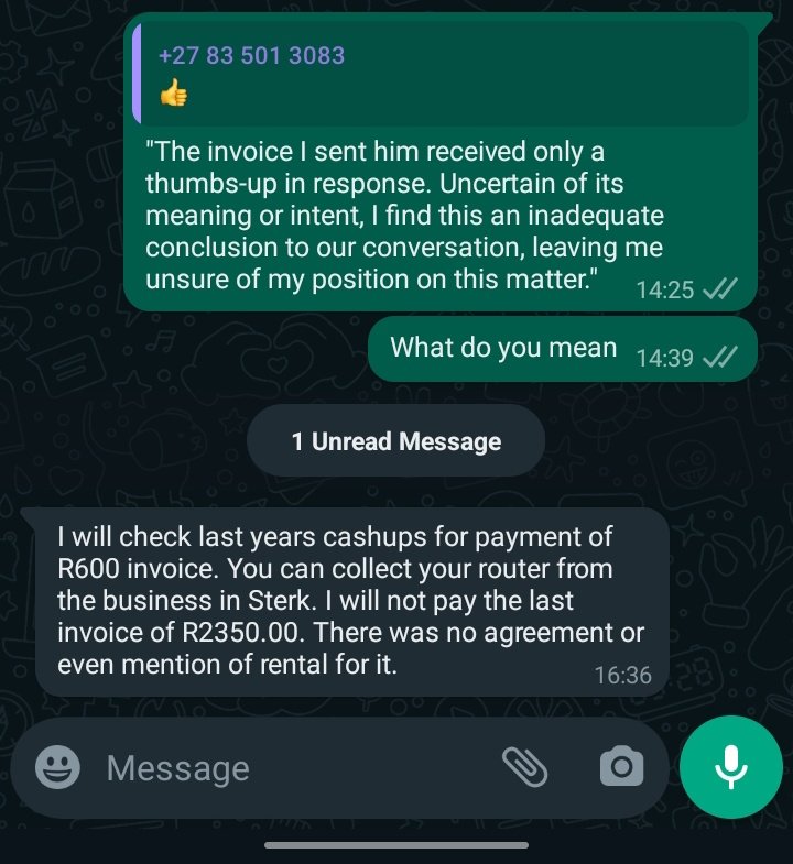 tcranial's tweet photo. @SteersSA @Ashie_kid @blacktwiterthrd @Trevorngorima90 @SterkspruitNews i didn't  waltz into Sterkspruit Steers, with switch into your office did the troubleshooting went to officepick up  switch that needed replacement. without your consent and telling me you are never to pay... https://t.co/xA4iWzhIsY