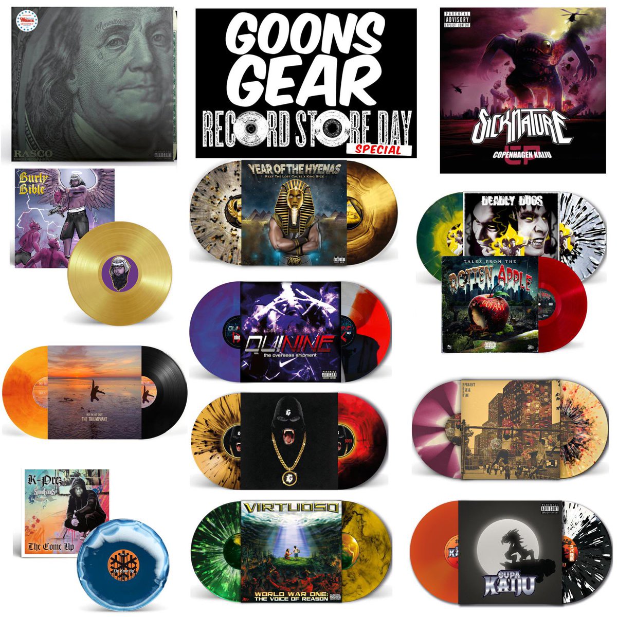 RecordStoreDay tomorrow at GoonsGear 40% Off with the code in the newsletter so better subscribe at goonsgear.com