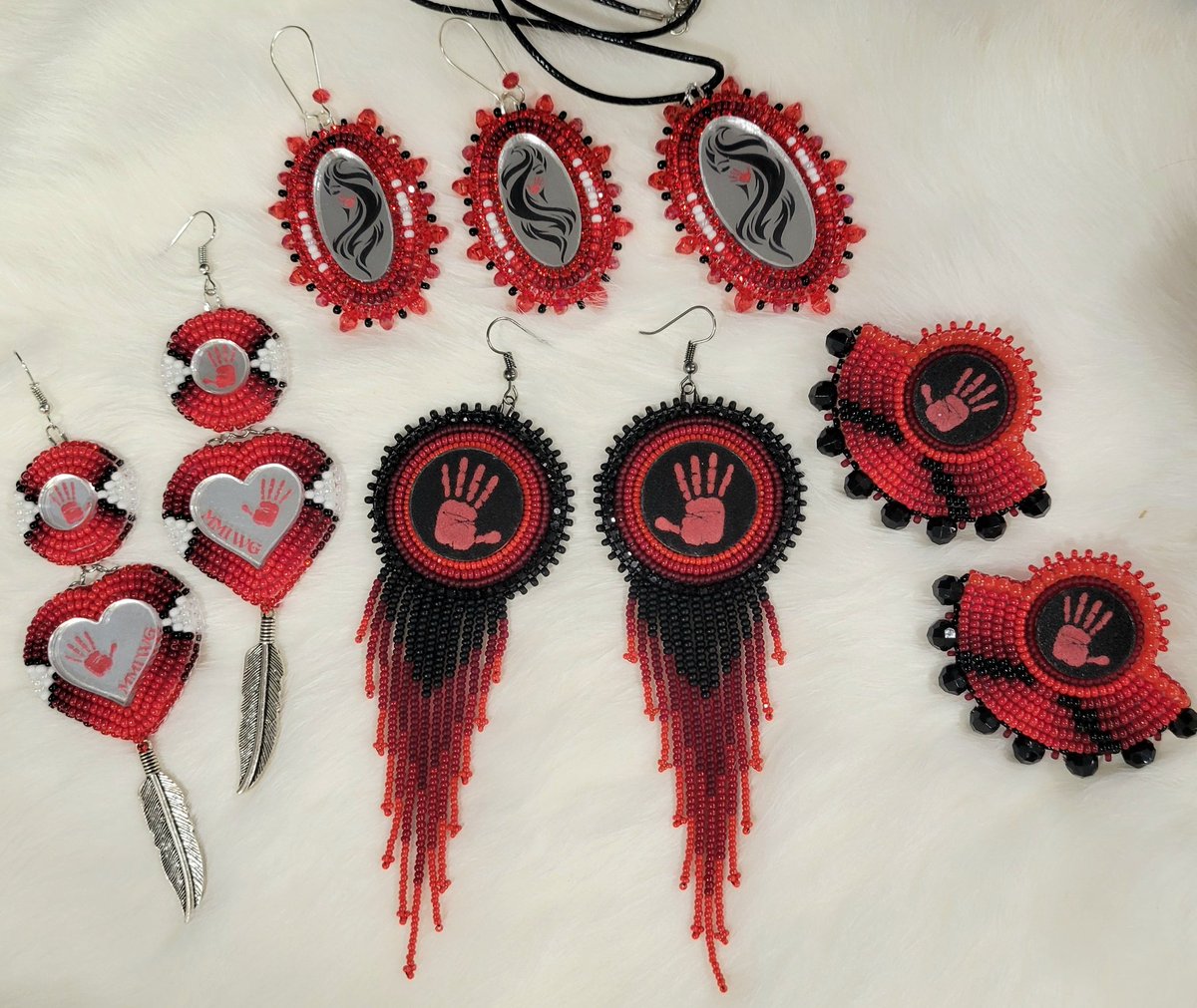 All of these are still available! 20% of each purchase will be donated to the Native Women's Association of Canada ❤️ celdzinbeadwork.com