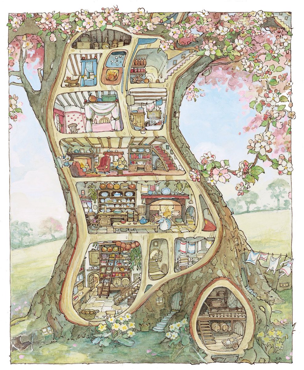 Have a wonderful weekend! Illustration: Crabapple Cottage, from Brambly Hedge Spring Story, written and illustrated by Jill Barklem.