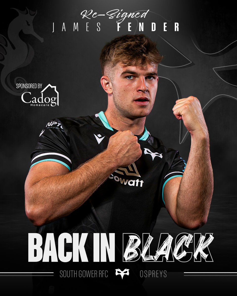 James Fender is Back in Black! 💥

A product of the Ospreys pathway and South Gower RFC, Fender has become a fan favourite after he broke into the senior setup this season.

Sponsored by Cadog Homecare.

🔗ospreysrugby.com/news/james-fen…

#TogetherAsOne #BackInBlack