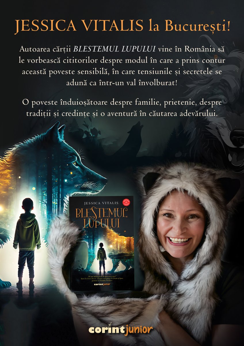 Pinching myself because I get to go to Romania next month! And visit schools to talk about The Wolf's Curse! (How cute is this flier my Romanian publisher made to advertise the visits?)